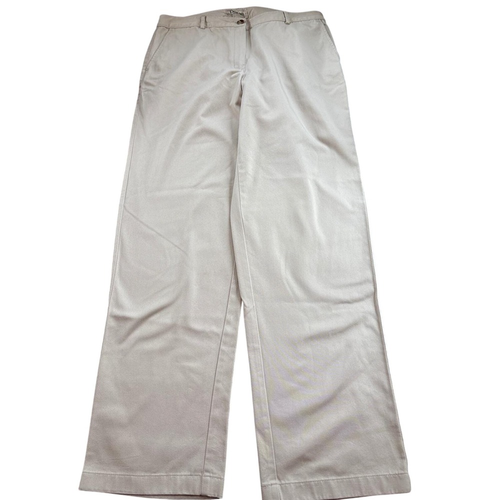 L.L.Bean Favorite Fit Straight Pants Women's Khaki Cotton Work Casual 14 M Tall